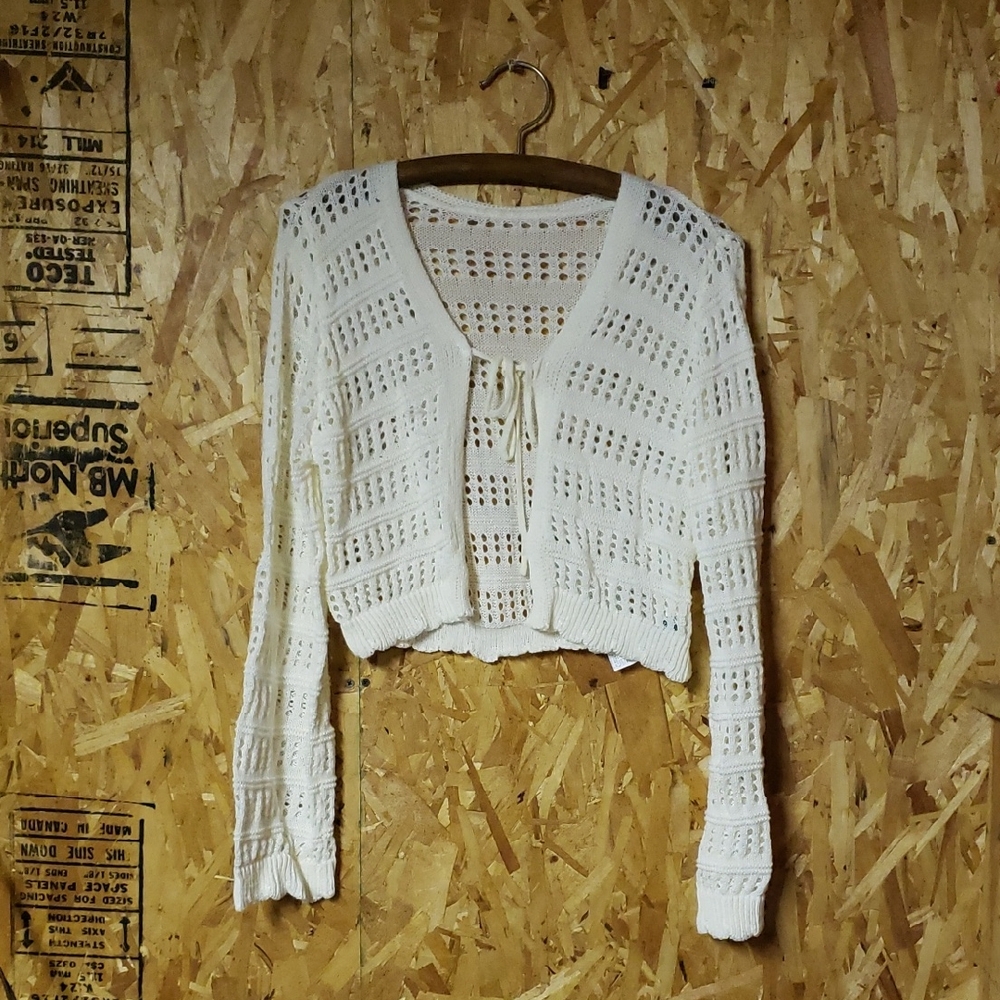 SHEIN Cream Open-Knit Cardigan